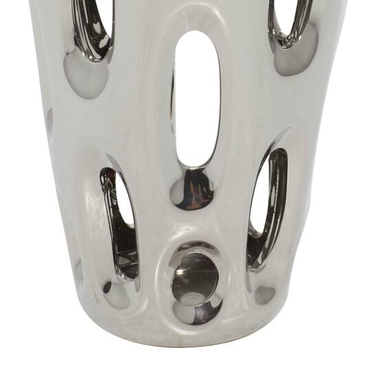 Silver Ceramic Contemporary Vase, 16" x 6" x 6"